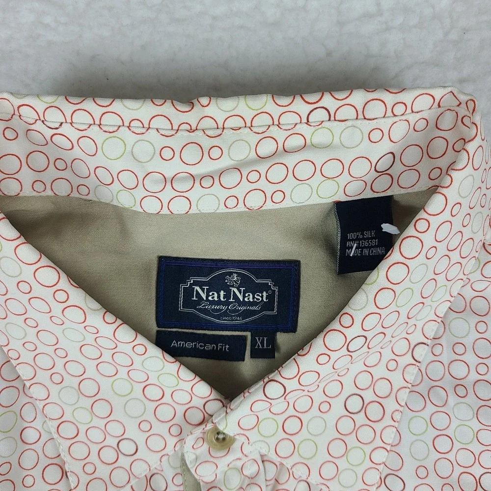 Nat Nast Shirt Mens XL‎ Red Luxury Originals American Fit Hawaiian Button Up *